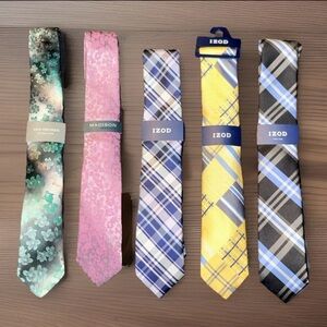 NWT Lot of 5 Ties by Izod, Madison, & Van Heusen